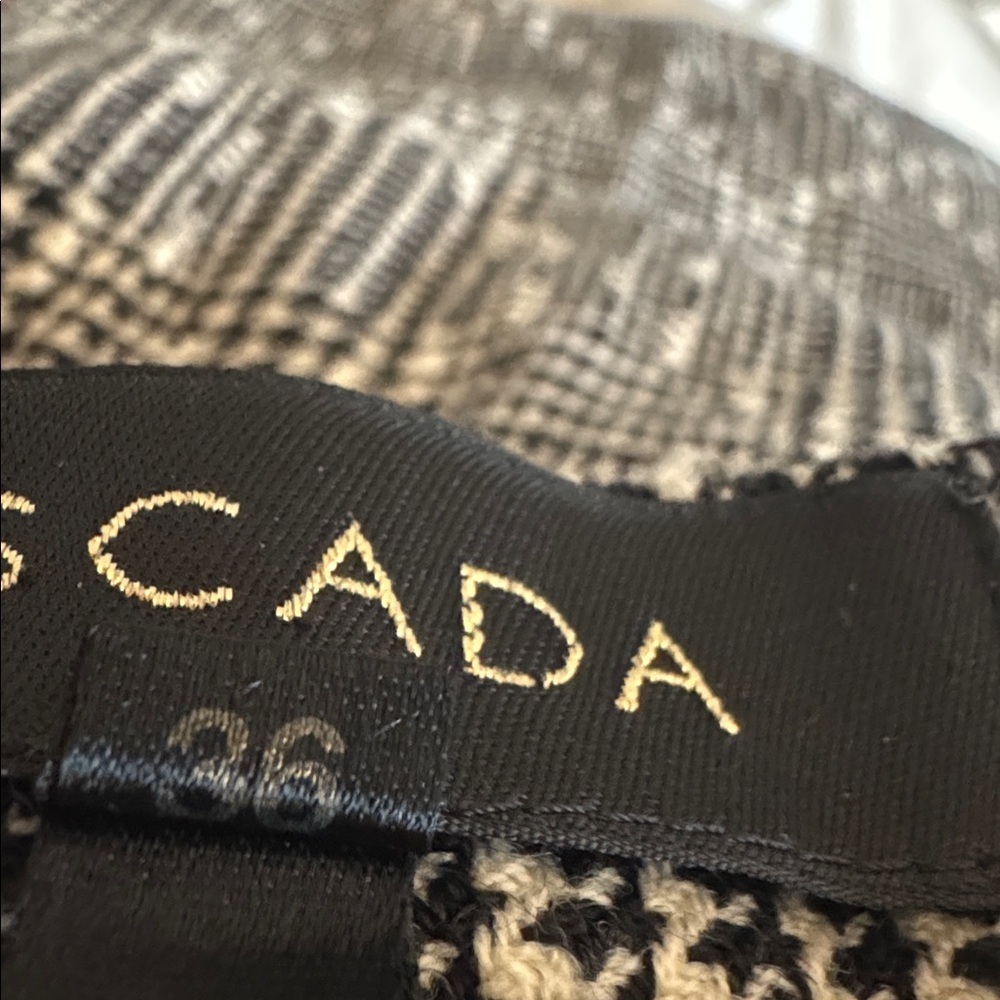 ESCADA Black White Geometric Pencil Skirt Plaid Houndstooth 36 XS S Wool Work - Picture 5 of 7